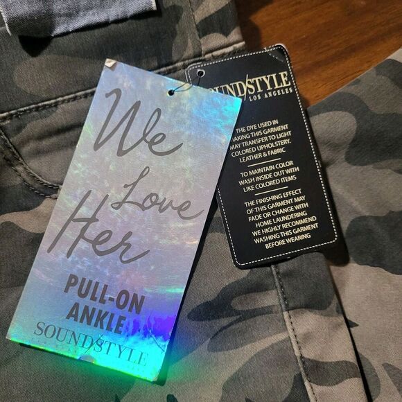 LUCY JEANS M 8-10 Sound/style PULL ON ANKLE Leggings Beau Dawson pants Camo New - Picture 4 of 11